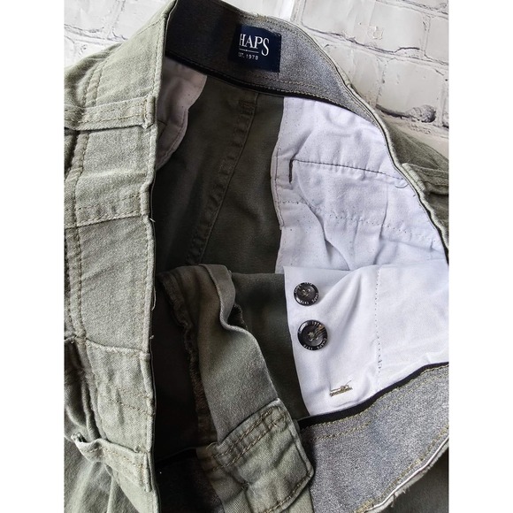 Chaps Mens Regular Fit Olive Green Chino Shorts Size 30 Stretch Cotton Blend - Picture 5 of 12